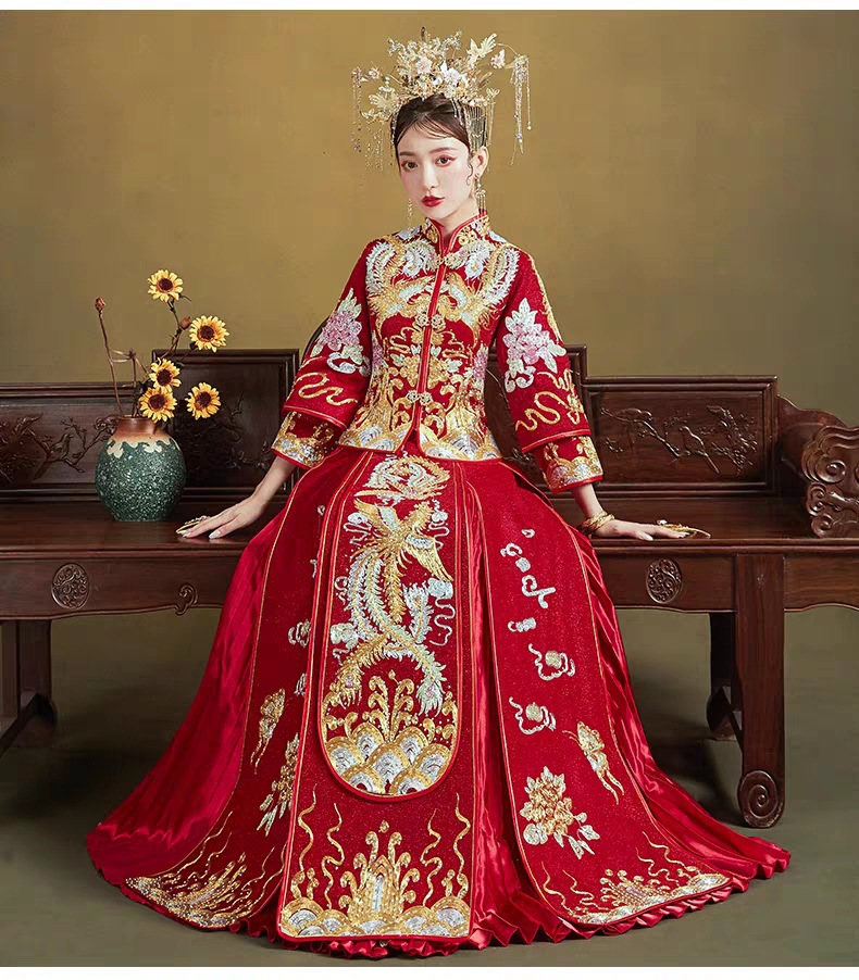 秀禾服新娘2020新款结婚中式古装嫁衣中国风出阁服龙凤褂绣禾服女|ru