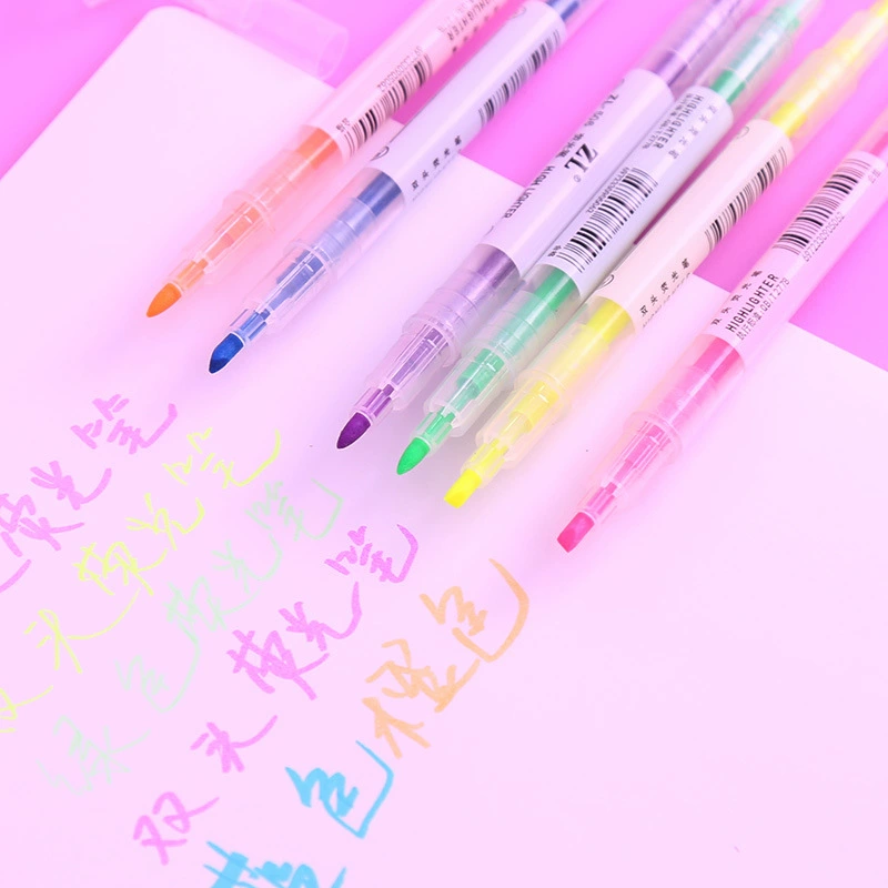 6 упаковок маркеров с двойной головкой для студентов, изучающих ключевые маркеры, цветные маркеры с наклонной головой, ручка для счета в форме сердца для девочек