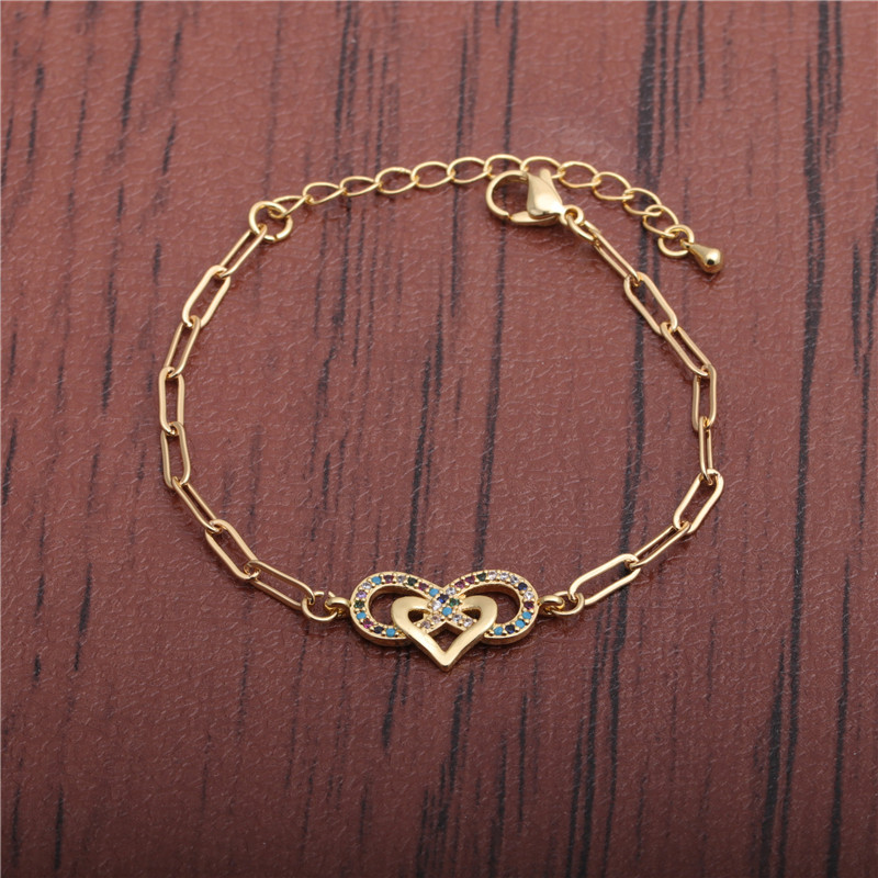 Zirconium Heart-shaped 8 Hip-hop Adjustable Bracelet display picture 2