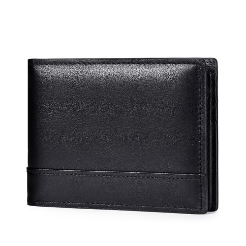 Genuine leather men's wallet European and American oil wax leather dollar wallet RFID anti-radio frequency identification cowhide coin purse card holder