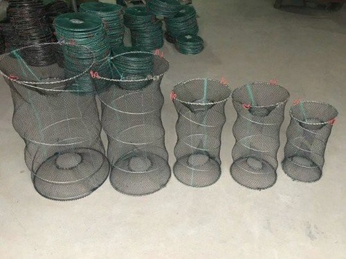 Factory Direct Sales Crab Trap Fishing Cage Softshell Turtle Gear Three-Hole Crab Trap Spring Trap Folding Shrimp Trap Fish Trap Hand Throw Net