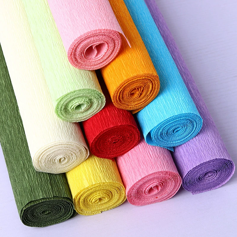 Плотная бумага с морщинками для цветов DIY, материал для рукоделия, цветная складная бумага для роз и гвоздик, бумага для ручного терения/свёртков