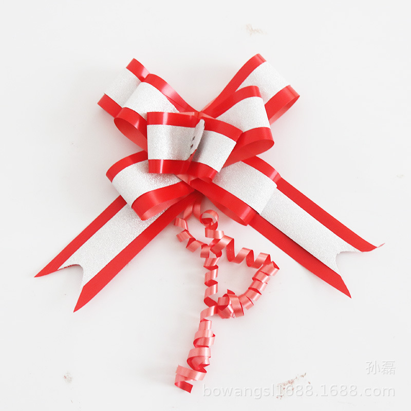 Nuevo gran doble capa brillo plata cebolla arco mano tire flor de la boda regalo del coche de la flor embalaje ramo tire de la flor 5cm