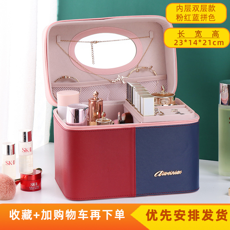 2023 nuevo color a juego bolsa de cosméticos portátil de gran capacidad para mujeres a prueba de polvo multi-funcional caja de almacenamiento de uñas profesional al por mayor