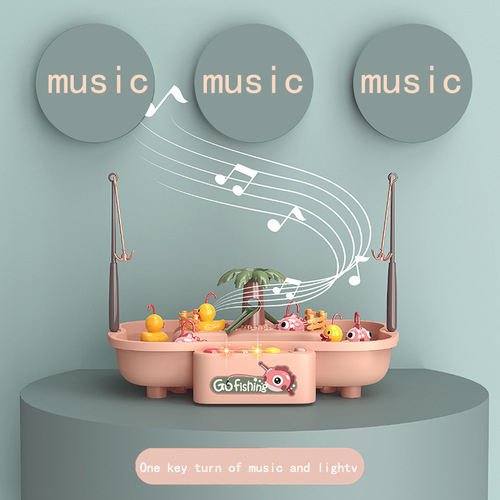 Export children's fun electric cycle rotating fishing game summer water play interactive toys for export