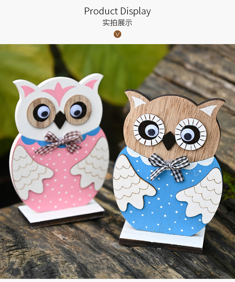 Easter Wooden Color Owl Wooden Decoration display picture 6