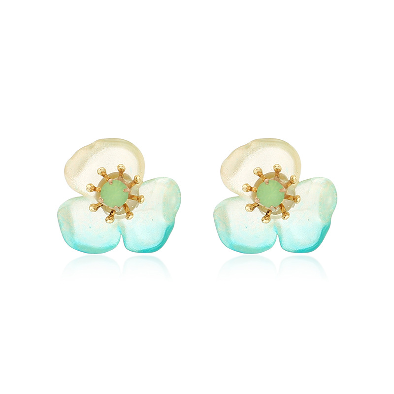 Korea Simple Ear Accessories Simple Flower Fairy Earrings Gradient Resin Earrings For Women Wholesale Nihaojewelry display picture 7