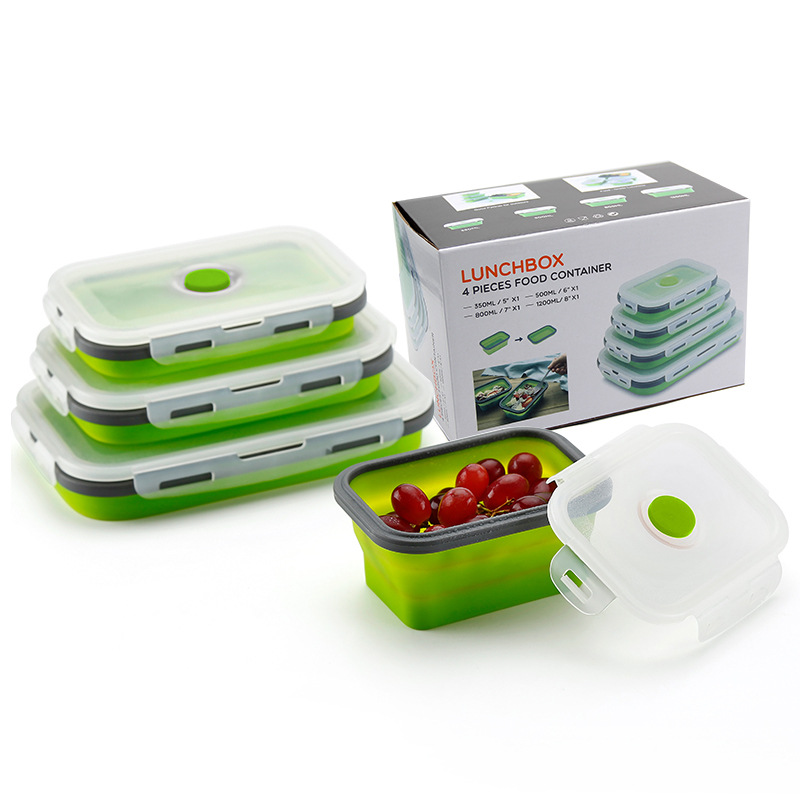 Food Sealed Box Folding Silicone Lunch B...