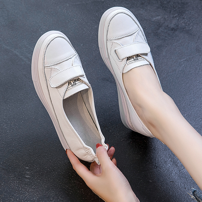 Celebrity style thick sole hidden height breathable white shoes women's genuine leather new Korean style versatile sports women's shoes single-layer shoes Celebrity style thick sole hidden height breathable white shoes women's genuine leather new Korean style versatile sports women's shoes single-layer shoes