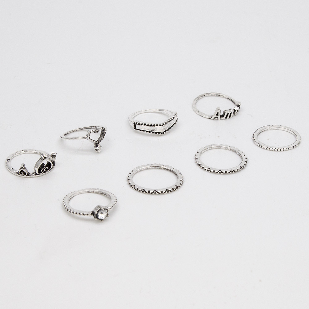 Retro Simple Letter Rings Eight-piece Set display picture 5