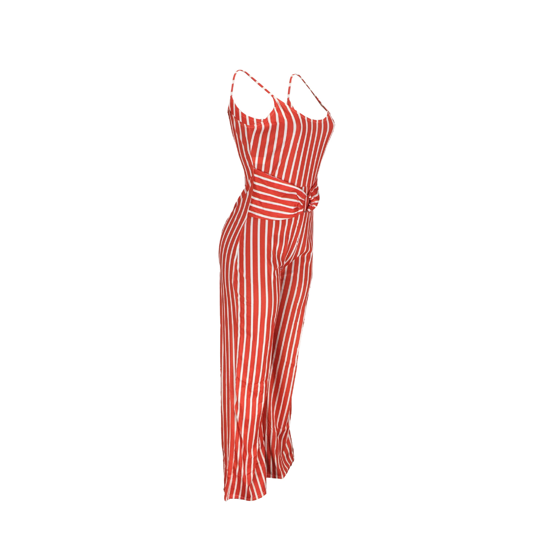 Striped printed suspender jumpsuit NSFZ62374