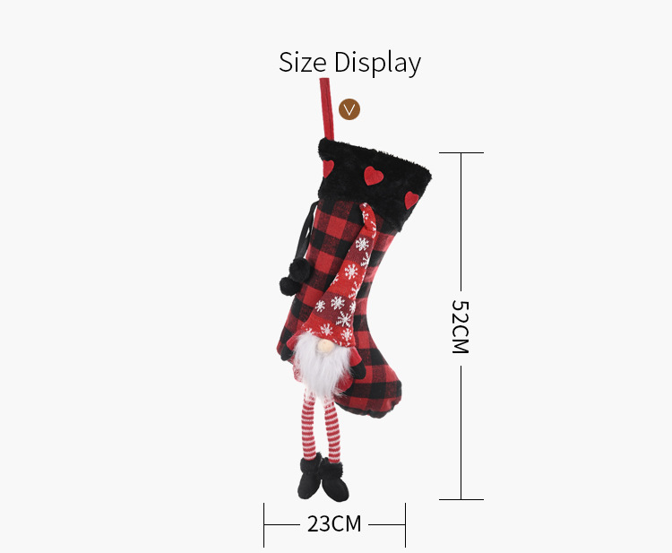 Haobei Christmas Supplies Red Love Fluff Hanging Leg Plaid Christmas Stockings Creative Decorative Socks Gift Socks For The Elderly display picture 12