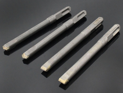 Electric hammer chisel alloy four-pit square handle flat head concrete brick wall masonry slotting two-pit two-slot round head tip chisel