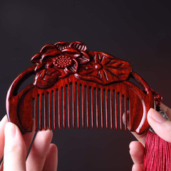 Lotus Rosewood Endlessly United Heart Hair Comb Hand-carved Gift Hair Comb Festival Birthday Ancient Style Commemorative Comb