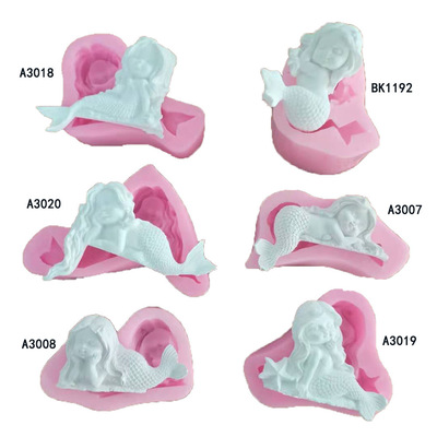 美人鱼系列香薰石膏模巧克力模硅胶模具A3007 BK1192|ru