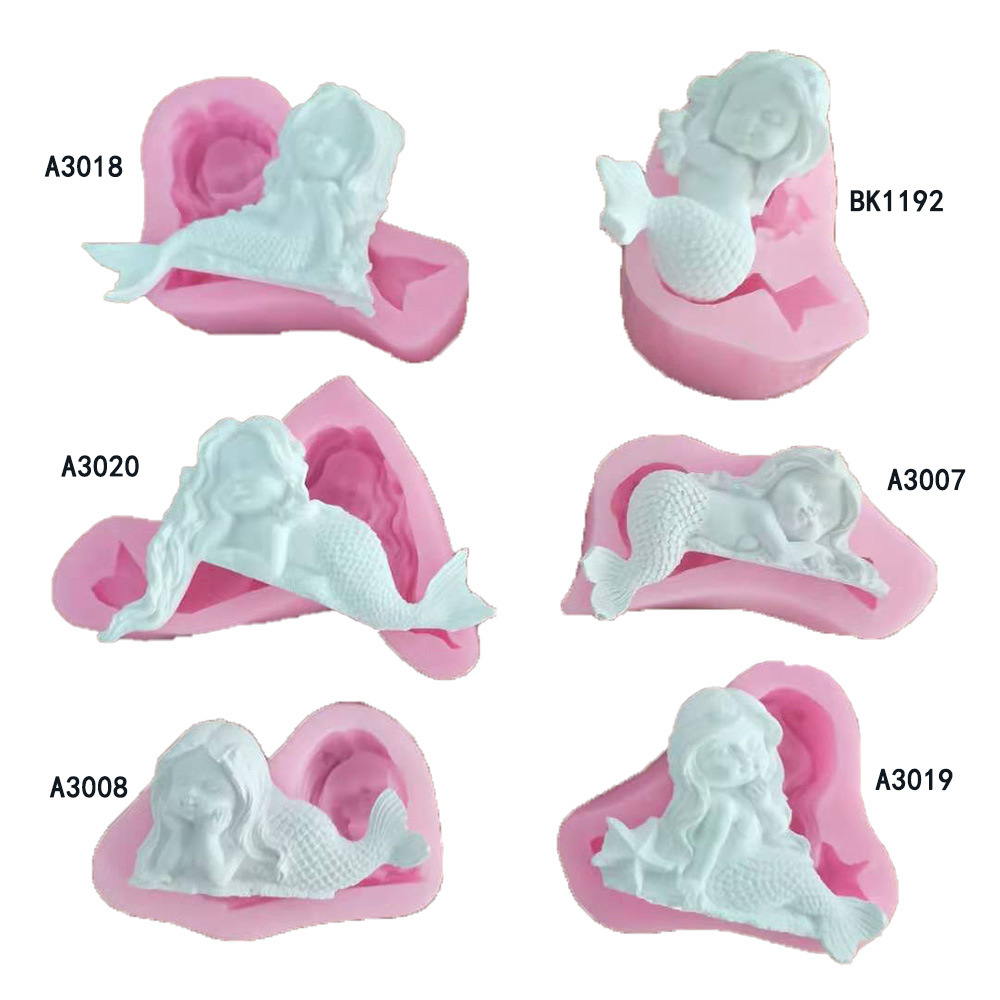 美人鱼系列香薰石膏模巧克力模硅胶模具A3007 BK1192|ru