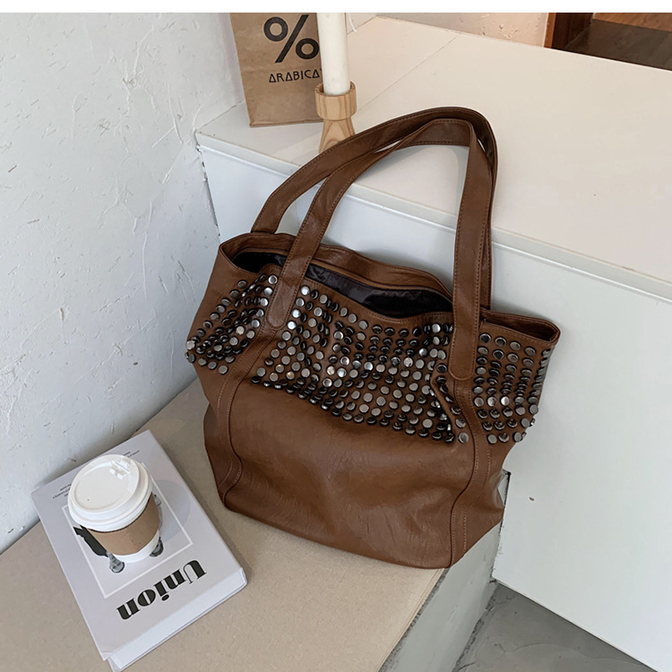 All Seasons Season Women's Large Pu Leather Solid Color Streetwear Square Zipper Shoulder Bag Tote Bag