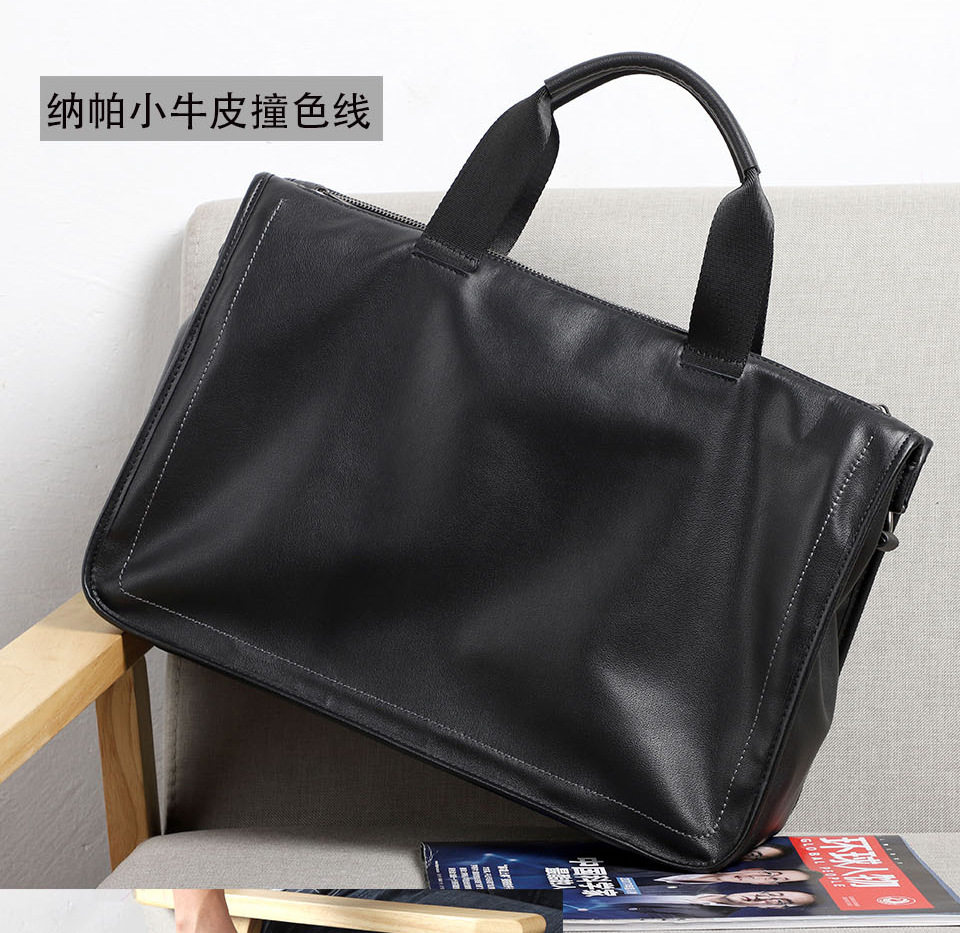 Túi xách tay nam da thật dệt da bò mềm, cặp đeo chéo một vai công sở 42×28,5×14 cm — Dệt da bò cỡ nhỏ, Dây trang trí da bò cỡ lớn, Da bò lớn dệt, Dệt Da Cừu Cỡ Nhỏ chi tiết 3