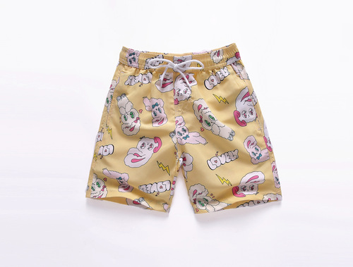 Summer new cartoon print children's quick-drying loose beach trunks and swimming trunks, seaside hot spring five-point waterproof children's pants