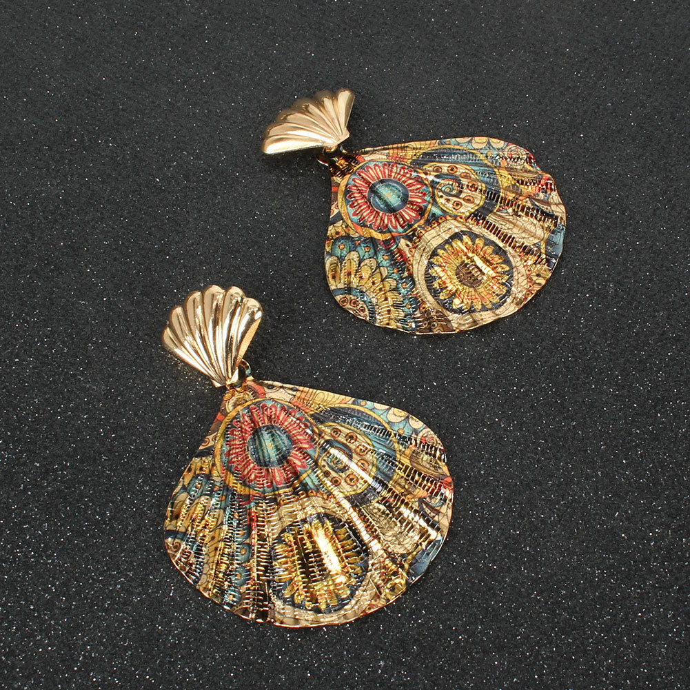 Exaggerated Leopard Print Shell-shaped Earrings display picture 5