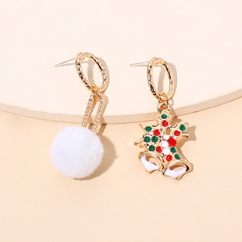 7g Weight Earrings Classification Wedding, Travel, Birthday, Festival Occasion Women'S Gender Fashion Style Asymmetrical Fur Ball Christmas Tassel Retro Earrings 7