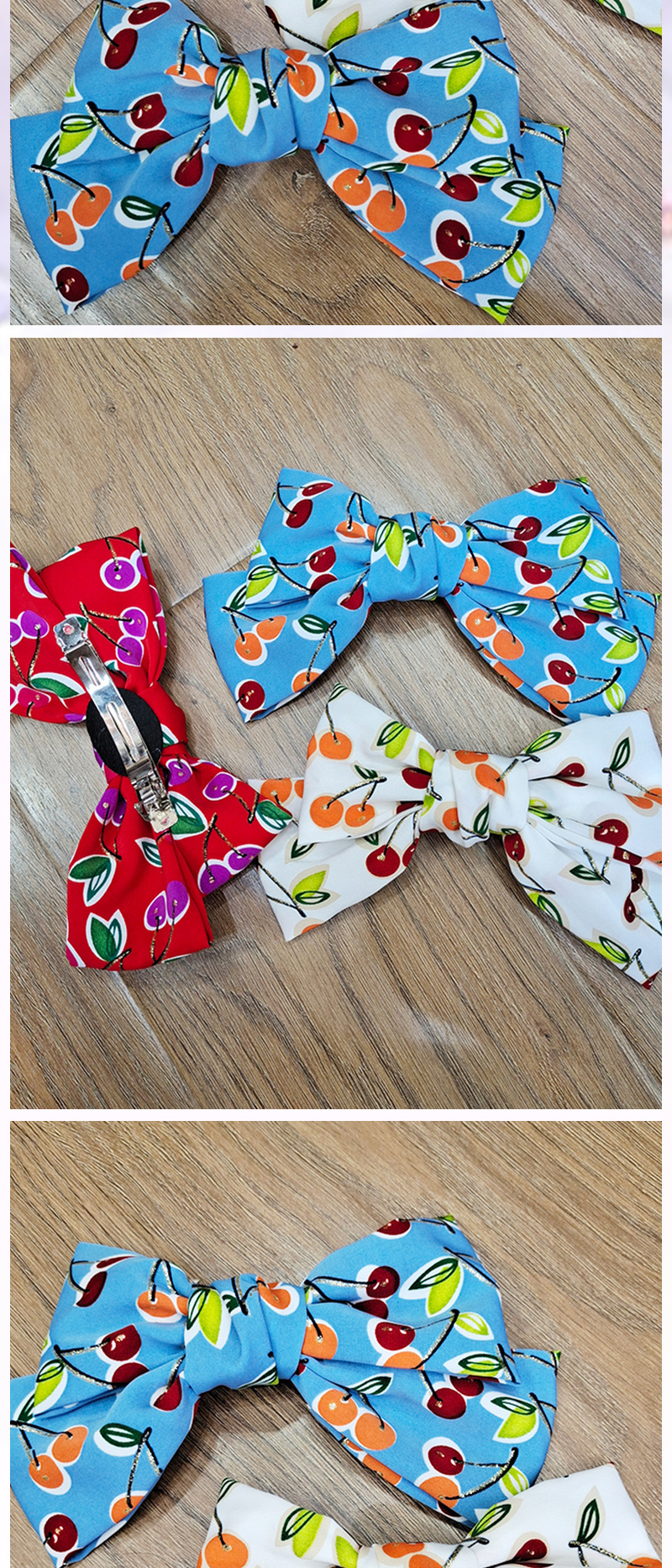 Korean Bow Fabric Cherry Back Head Clip Wild Girly Cute Hairpin display picture 1
