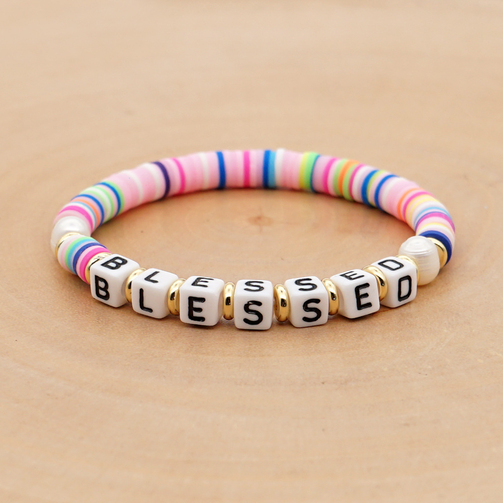 Fashion  Retro Trendy   Natural Beautiful Pearl Color Soft Ceramic Letters Bracelet Nihaojewelry Wholesale display picture 9