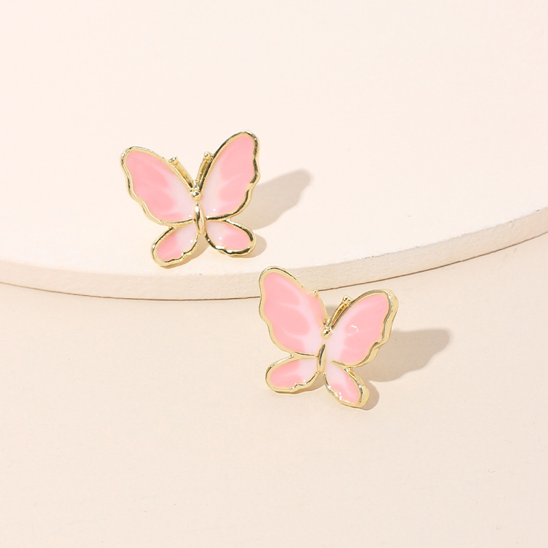 Simple Two-color Butterfly 925 Silver Needle Earrings Korean Trendy Earrings Wholesale Nihaojewelry display picture 9