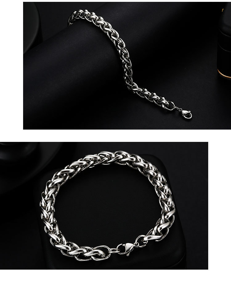 17g Weight Bracelets Classification 1 Piece Quantity Street Occasion Stainless Steel Material Hip-Hop Geometric Stainless Steel Chain Men'S Bracelets Men's Chain Bracelets