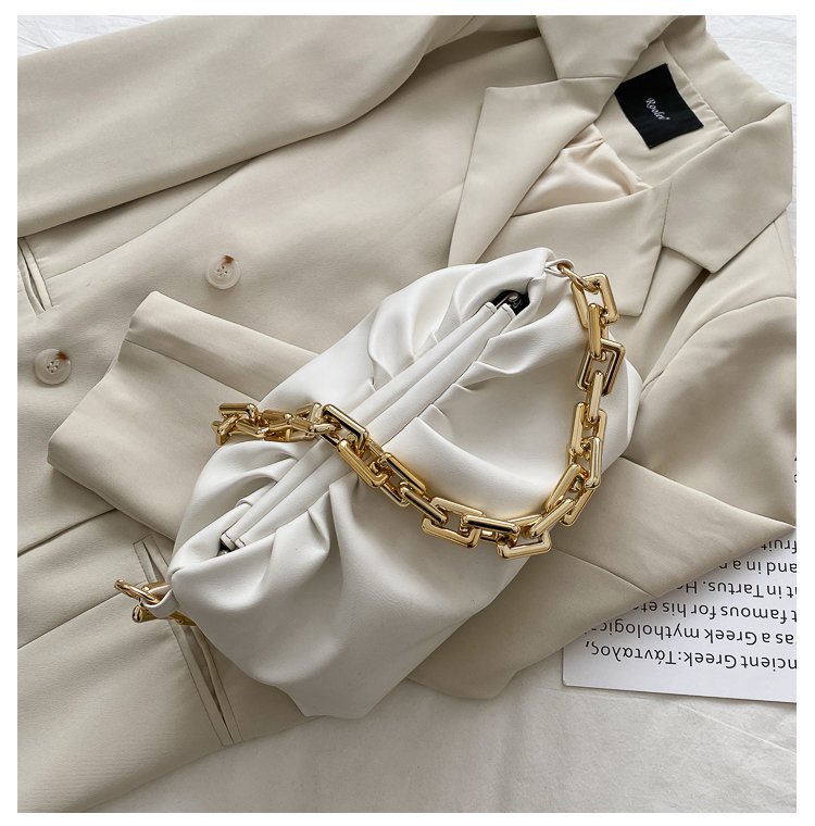 Women's Medium Pu Leather Solid Color Streetwear Cloud Shape Lock Clasp Underarm Bag display picture 7