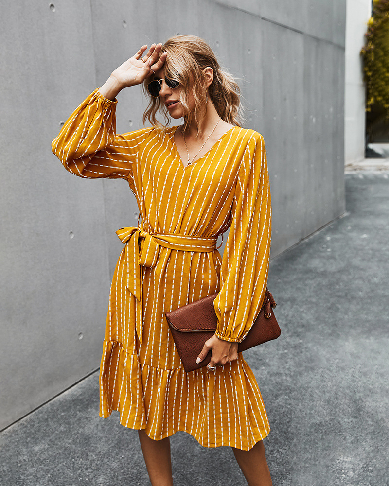 autumn 2020 simple striped dress for women NSKA215