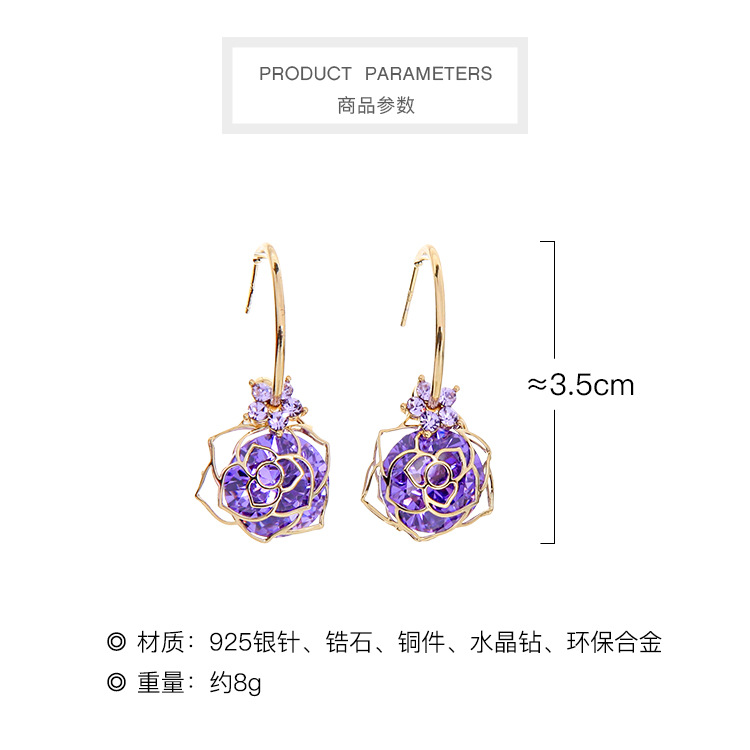 Créatif Nouveau Design Boucles D&#39;oreilles S925 Boucles D&#39;oreilles En Argent Boucles D&#39;oreilles En Zircon Fleur En Gros Nihaojewelry display picture 1