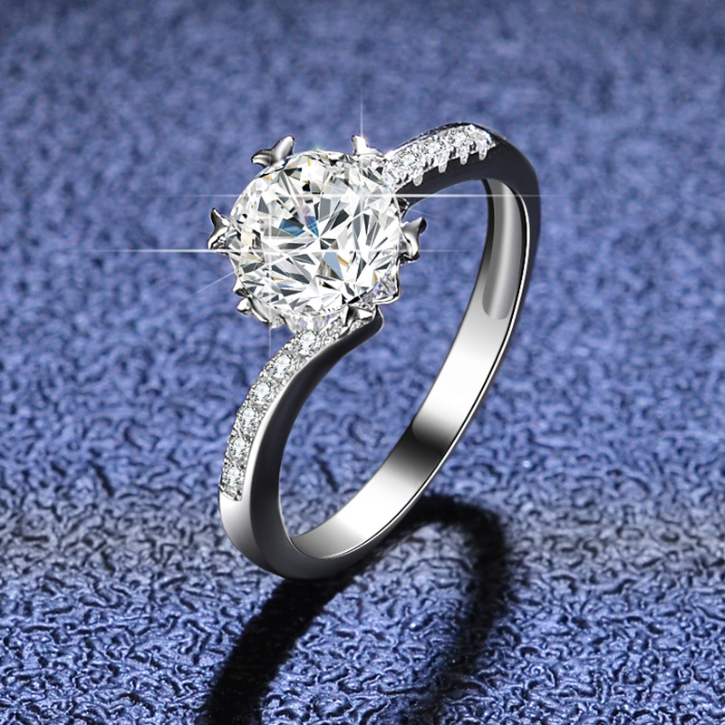 26g Weight Moissanite Inlay Material Rings Classification 1 Piece Quantity 925 Sterling Silver Moissanite Solid Color Rings