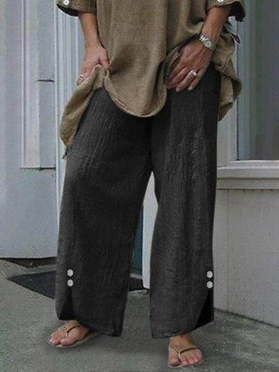 Femmes Du Quotidien Vêtement De Rue Couleur Unie Toute La Longueur Bouton Pantalons Décontractés Pantalon Large display picture 12