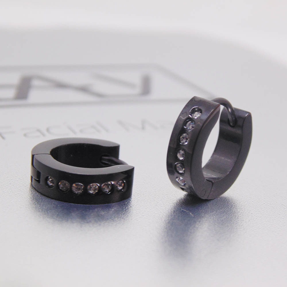 时尚个性不锈钢饰品粘水钻小耳扣电镀18K真金耳环源头工厂