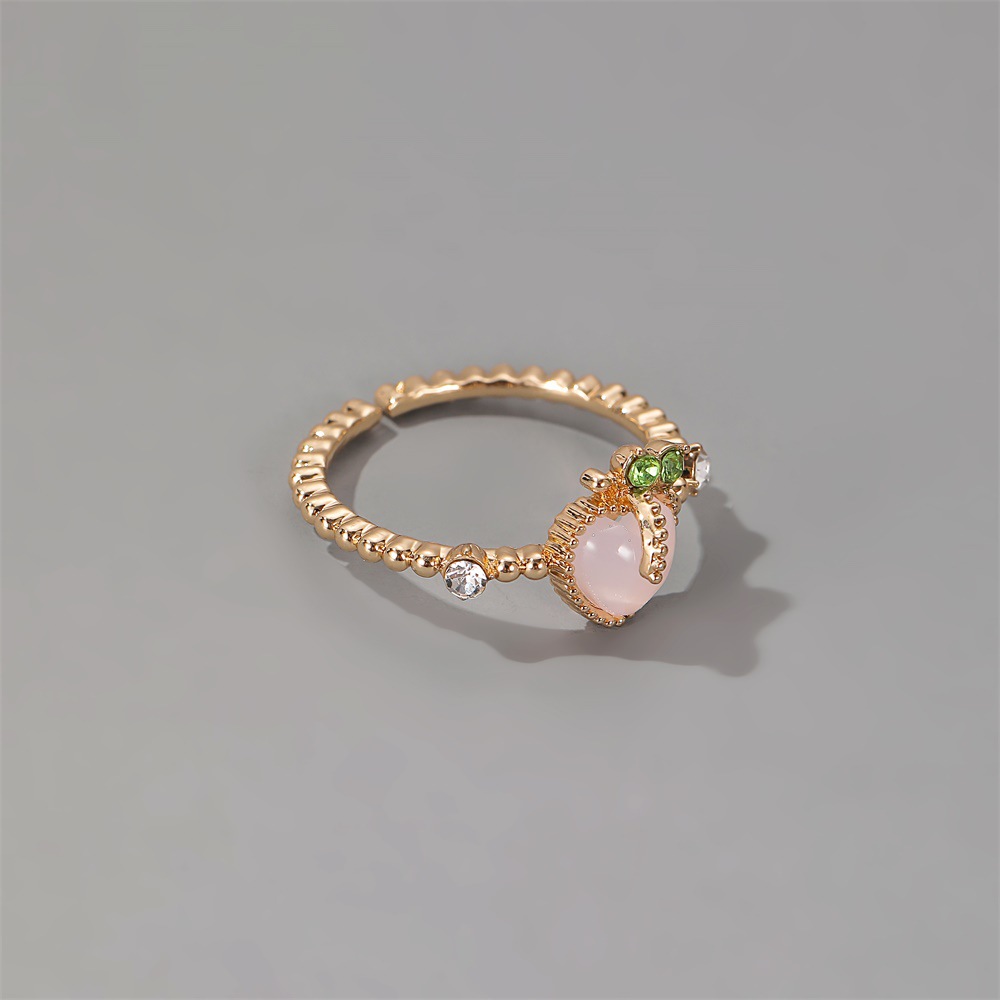 Fashion Fruit Copper Inlay Opal Zircon Open Ring
