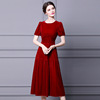 Bubble sleeve lady temperament spring new red dress