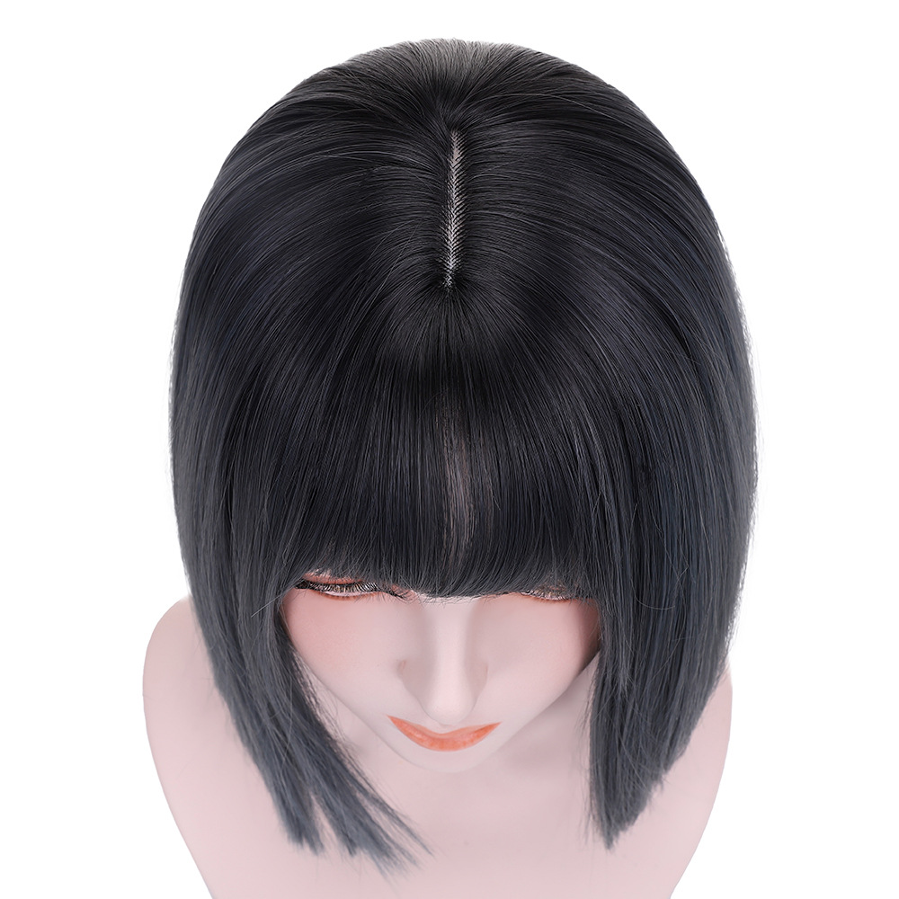 synthetic wig Princess cut female air bobo fashionable shoulder length bangs wig headband_voghion.com