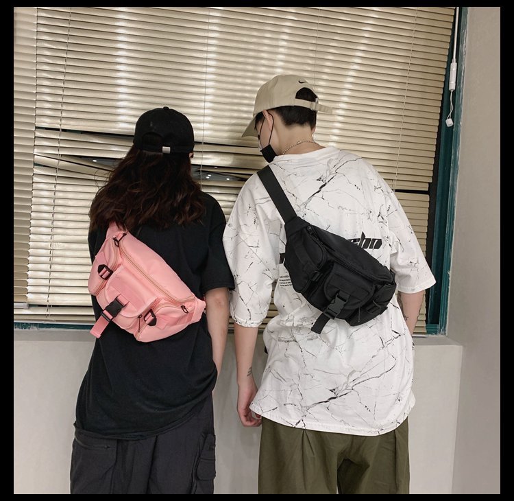 Korean Harajuku Style Couple Solid Color Multi-pocket Tool Messenger Bag Street Shot Tide Brand Functional Shoulder Bag  Wholesale Nihaojewelry display picture 6