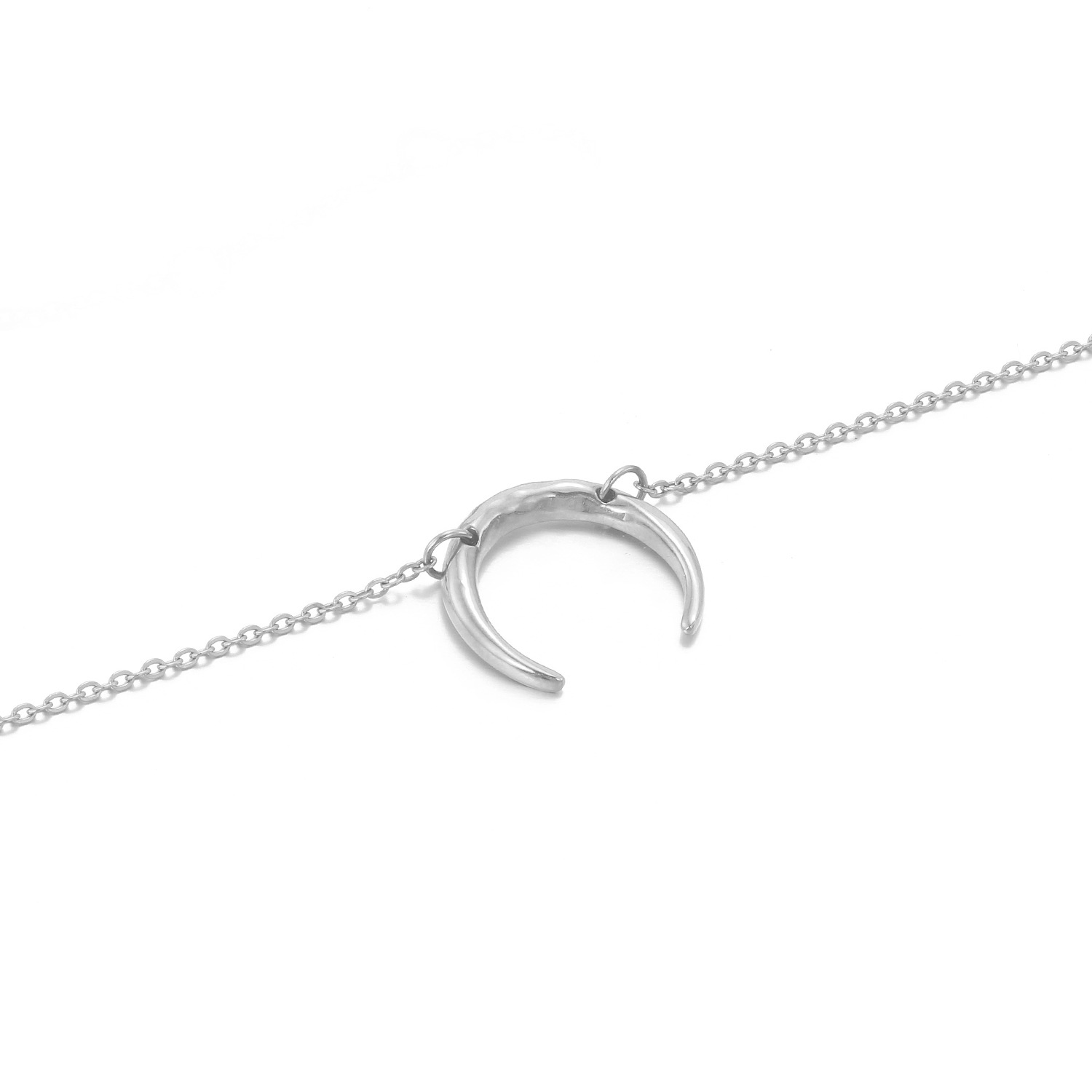 Moon Shaped Double Hole Female Necklace Stainless Steel Women's Necklace display picture 6