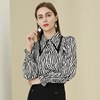 2021 autumn new women's zebra long sleeve Lapel fashion niche design straight tube chiffon shirt women