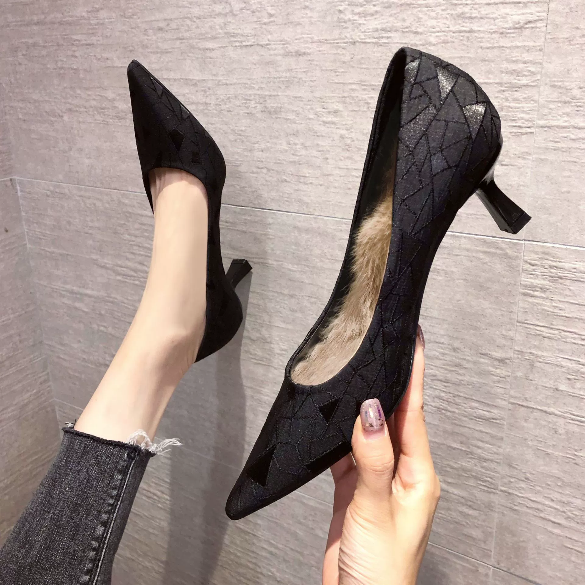 666-80 интернет-знаменитости, новые повседневные женские туфли на высоком каблуке, женская обувь на шпильке с острым носком, женская обувь, нескользящая модная