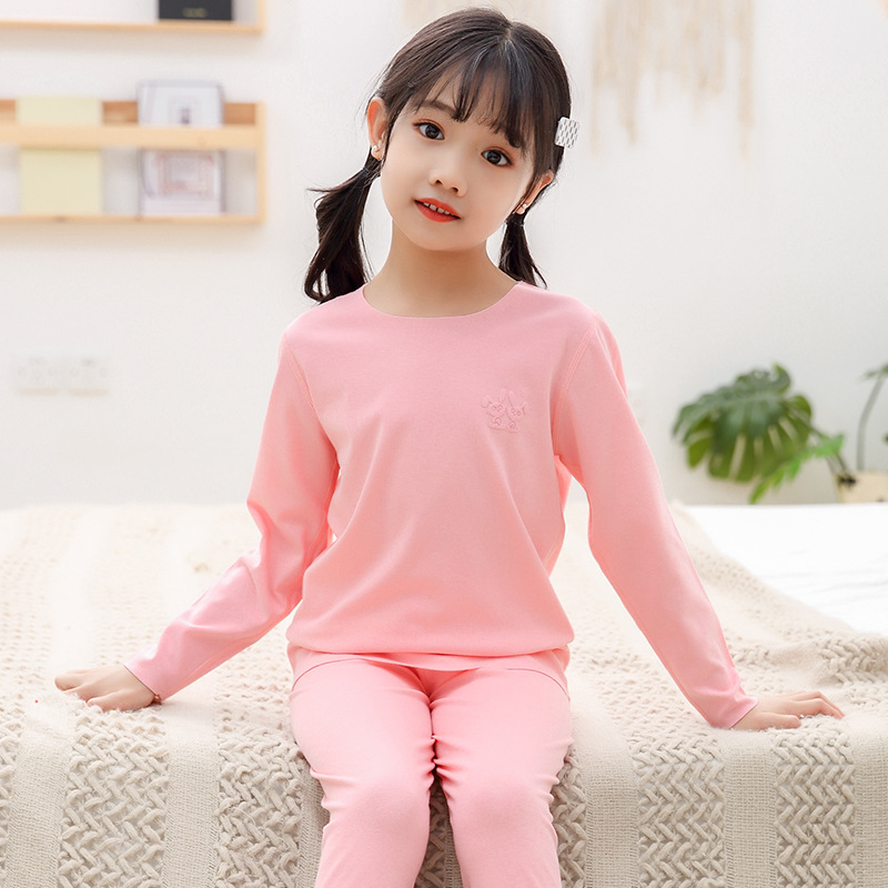 (2개) 어린이 추적없는 속옷 세트 소년 가을 옷 바지  소년과 소녀 중소 규모 어린이 소녀 가을 및 겨울 잠옷