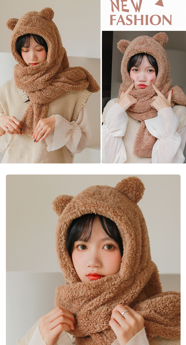 New Korean Hat  Scarf One Soft Cute Ear Cap Set display picture 2