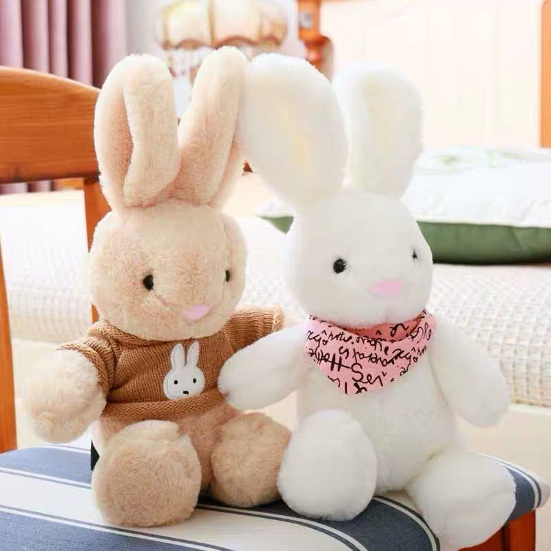 Vestidor de conejo de peluche de juguete bufanda conejo muñeca almohada para dormir agarrar máquina muñeca regalo de boda