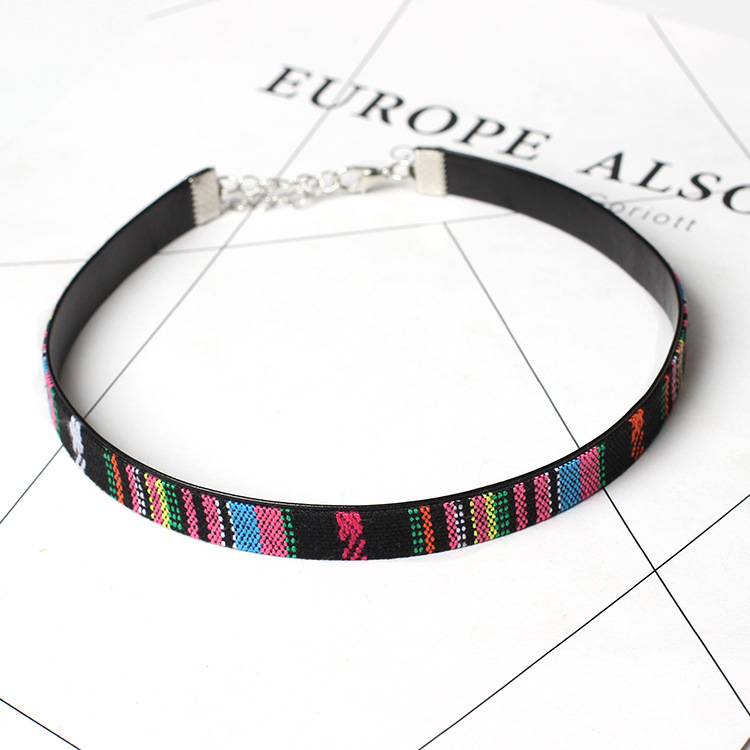 5g Weight Choker Classification Wedding, Travel Occasion Women'S Gender Ethnic Style Style Blue, Black Color Fashion Handmade Color Embroidery Short Necklace Wholesale 8