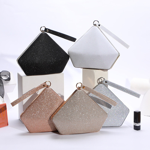 French new fashion evening bag, women's trendy portable shoulder bag, reflective sequin evening wedding banquet cosmetic bag