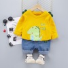 Autumn cartoon set, scarf, denim shirt, 2021 collection, Korean style, long sleeve