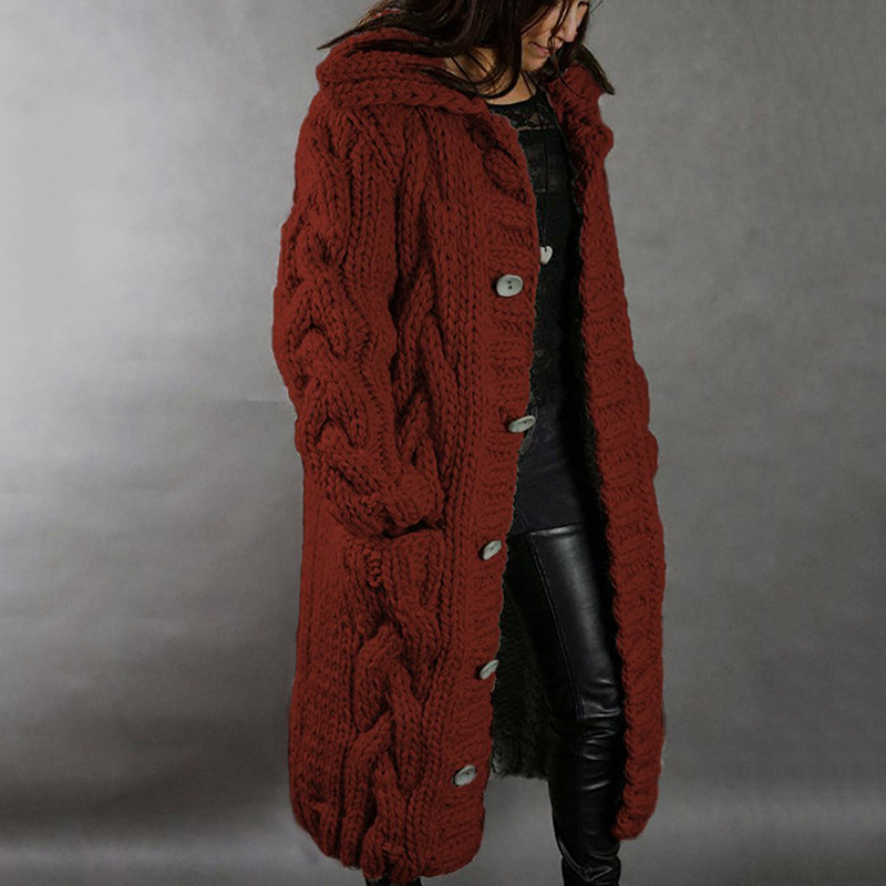 Women's solid color knitted sweater loose coat plus size sweater_voghion.com