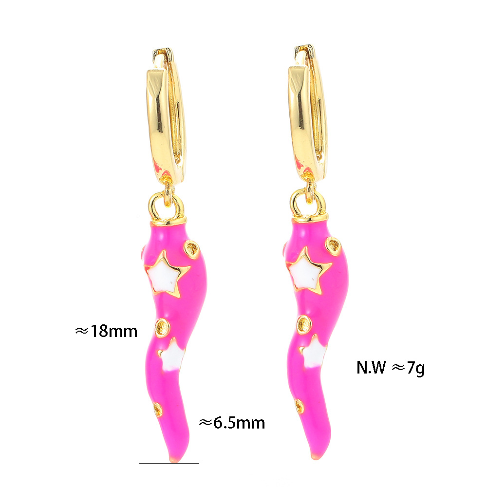 Women'S Gender Inlay Design Korean Dripping Oil Multicolor Small Pepper Copper Earrings